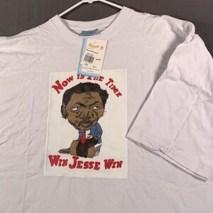Vintage Now Is The Time Win Jesse Win Shirt‎ Mens 3XL White Graphic Russo 90s